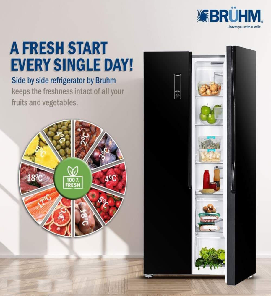 BRUHM 436L NO FROST SIDE BY SIDE REFRIGERATOR ( BFX-450ENG | BFX-436ENG ) FRIDGE - Image 2