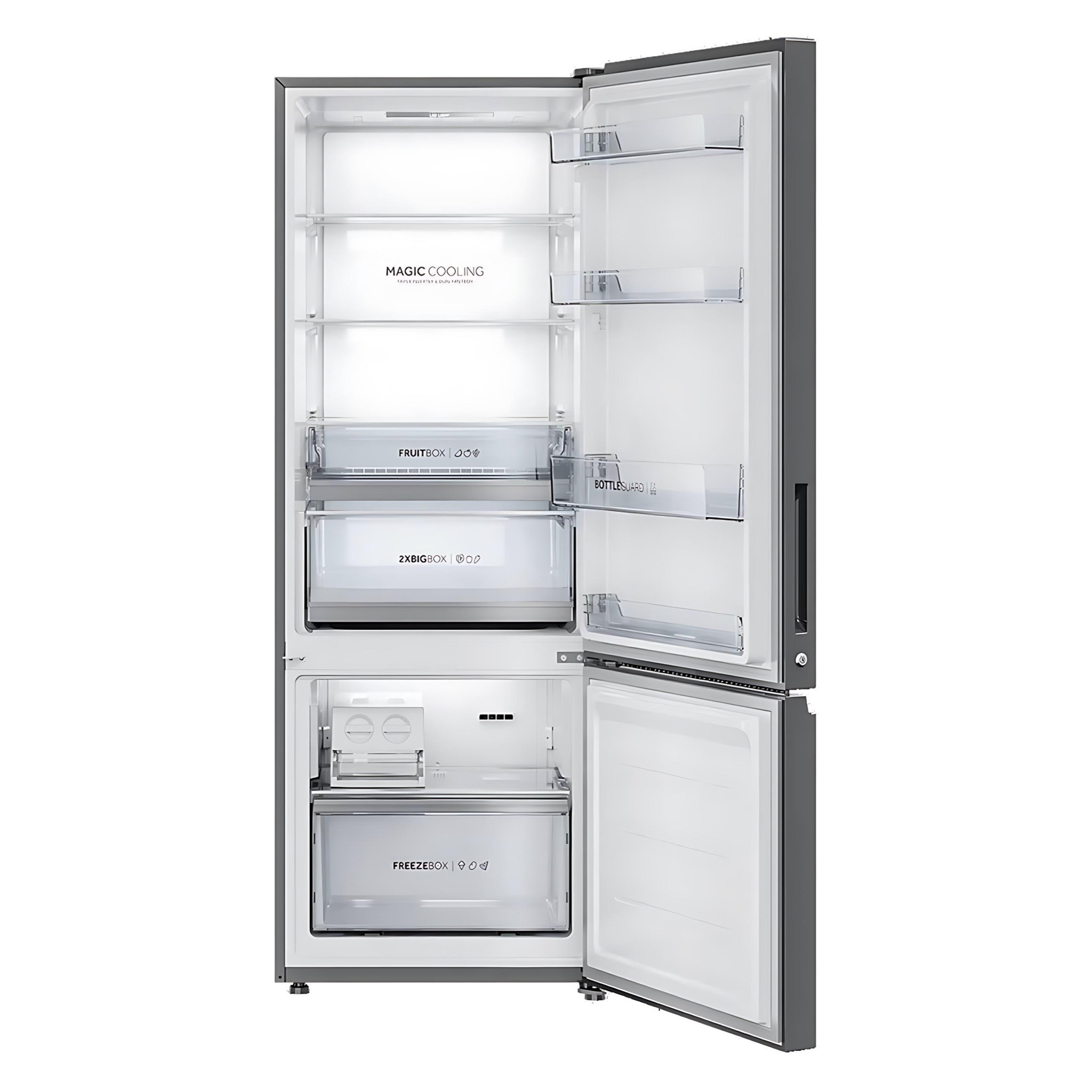 Haier 355 Ltr Triple Inverter 5 Star Frost-Free Premium Bottom Mounted Refrigerator with Digital Control Panel | Triple Inverter & Dual Fan Tech, Twist Ice Maker, Magic Cooling HRB-4053BIS-P ( Innox | Silver Finish fridge ) - Image 3