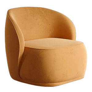 Brown Modern Upholstered Round Accent Arm Chair