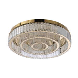 Triple Nested Ring Crystal Flush Ceiling Chandelier Light with Remote Control - 48W