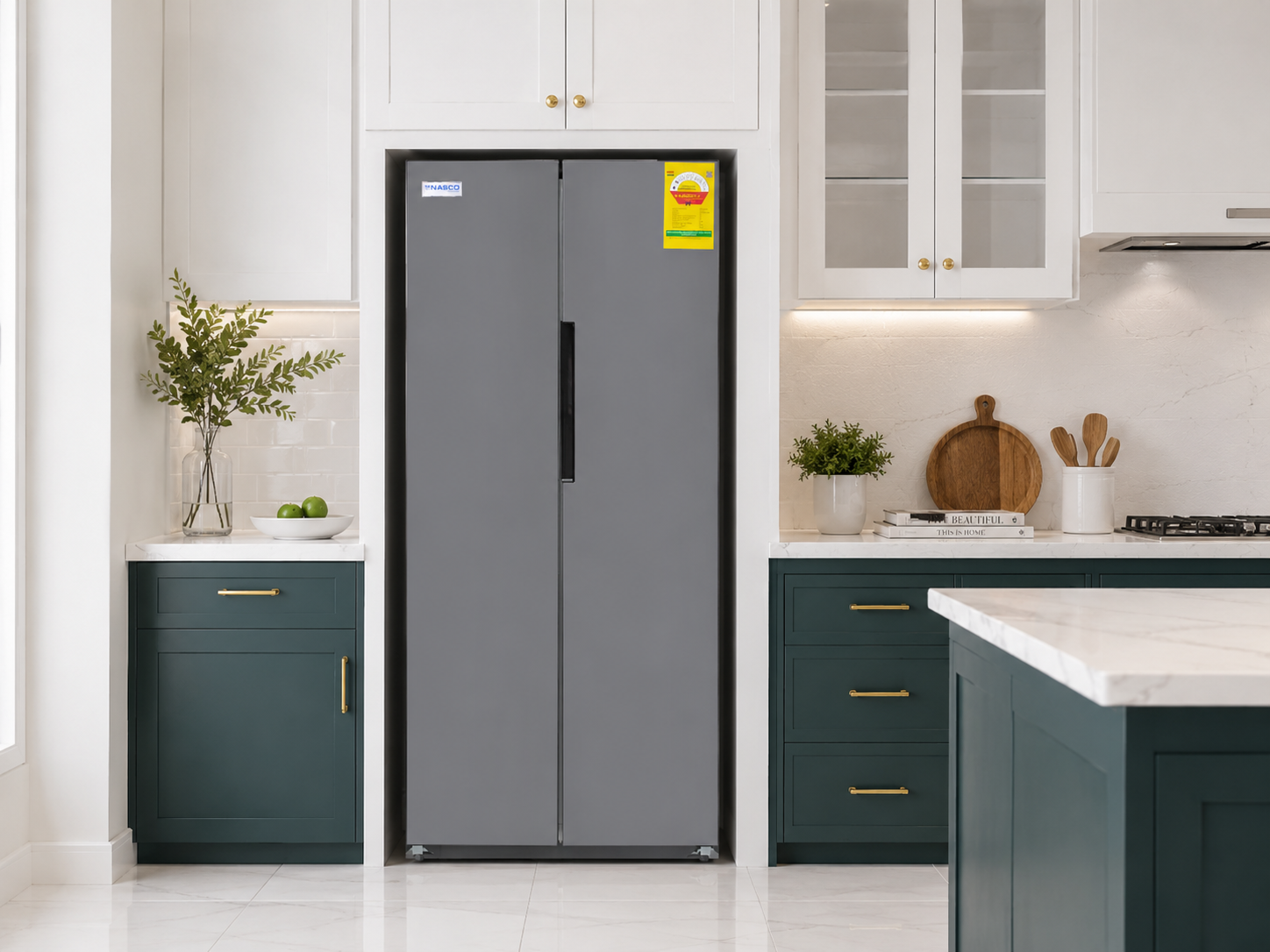 Nasco NASF2-400SBSF 400L Side-by-Side Frost-Free Refrigerator – Grey - Image 4