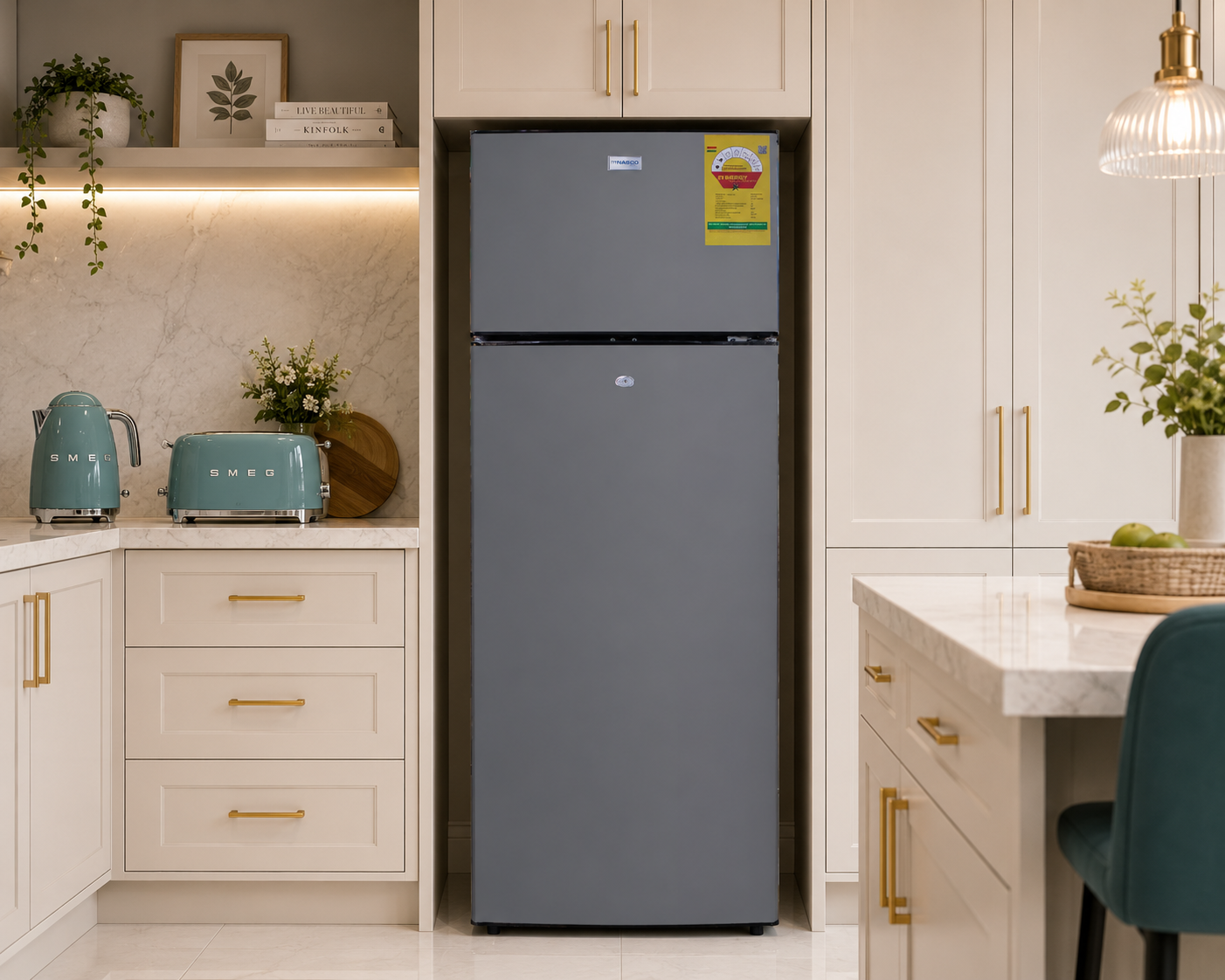 Nasco NASF2-320FL-B 280L Top-Mount Refrigerator – Grey - Image 3