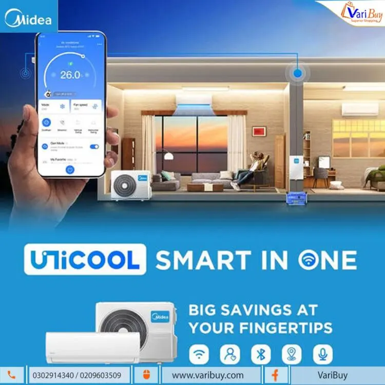 Midea 1.5 HP Split AC Inverter R32 Gas – Unicool + -MSAF24B-12CRDN1-R32 - Image 4
