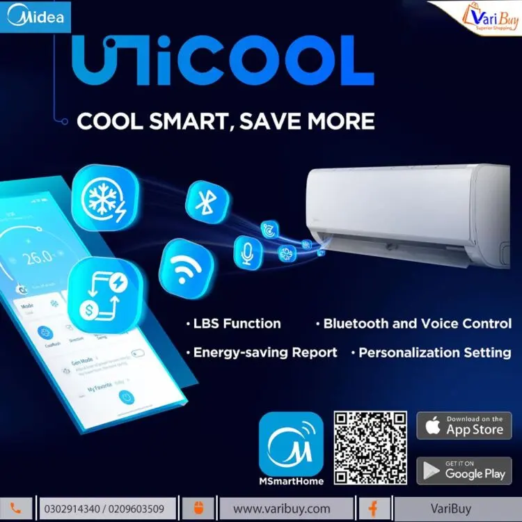 Midea 1.5 HP Split AC Inverter R32 Gas – Unicool + -MSAF24B-12CRDN1-R32 - Image 7