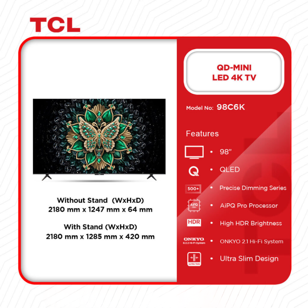 TCL 98" Qd – Mini LED 4K TV - 98C6K - Image 2