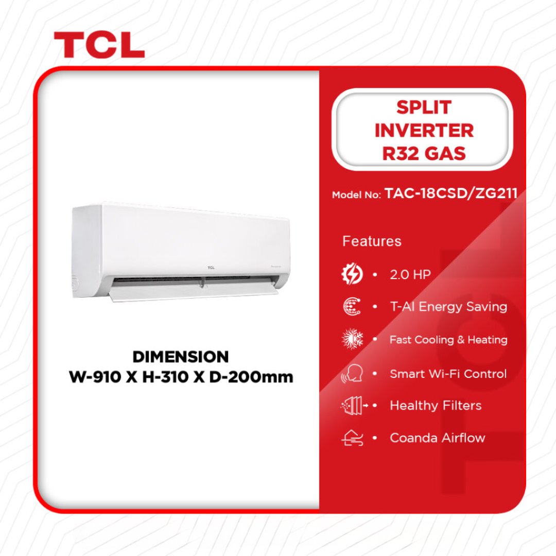 TCL 2.0 HP Split Inverter R32 Gas Air Conditioner - TAC-18CSD / ZG41I - Image 2