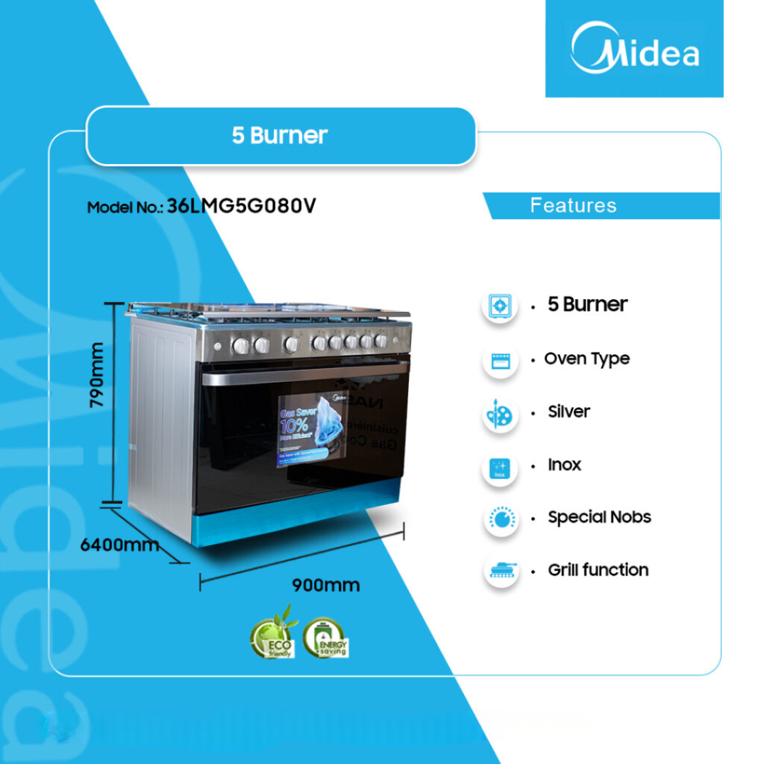 Midea 5 Burner Gas Cooker - 36LMG5G080V - Image 2