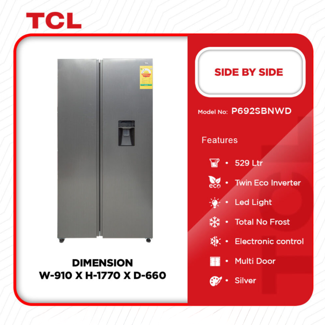 TCL 529 L Side-by-Side Refrigerator - P692SBNWD - Image 2