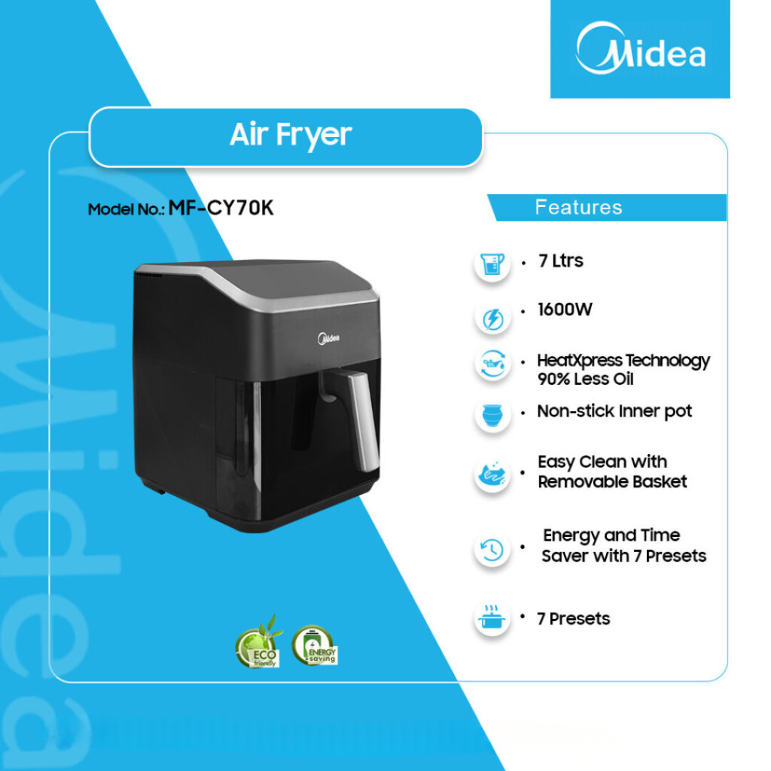 Midea 7 L - Air Fryer(BLACK) MF-CY70K - Image 2