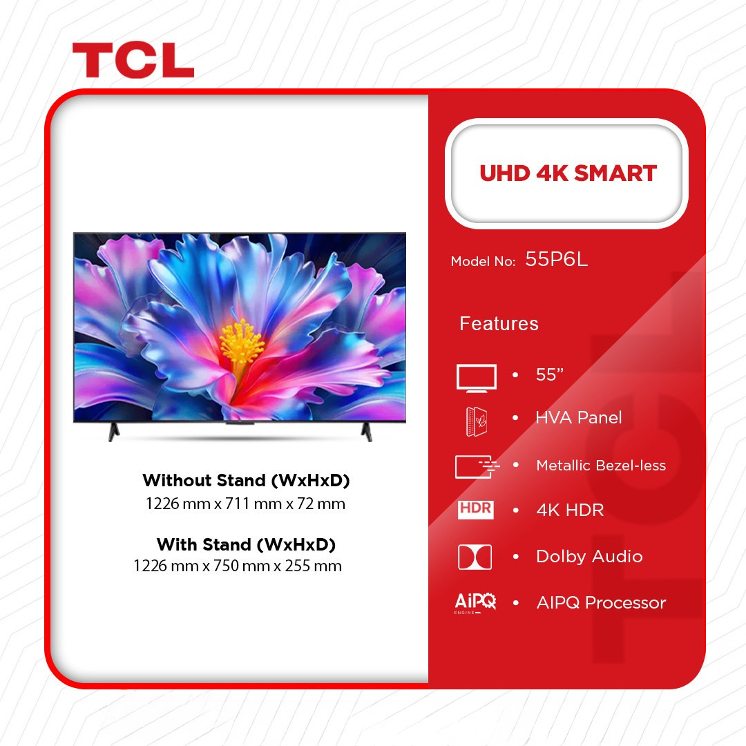 TCL 55" UHD 4K Smart Android TV - 55P6L - Image 2