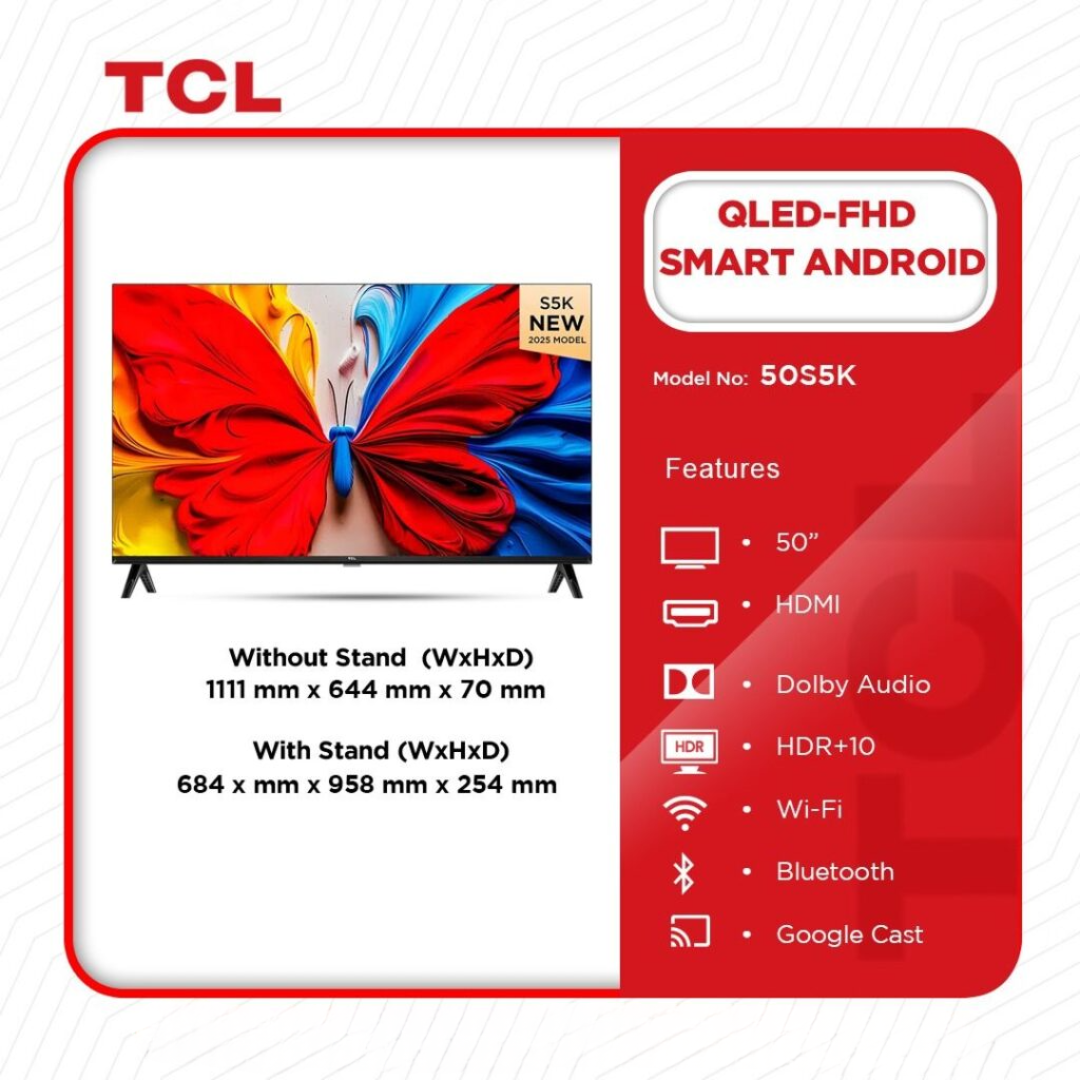 TCL 50" QLED – FHD Smart Android TV - 50S5K - Image 2