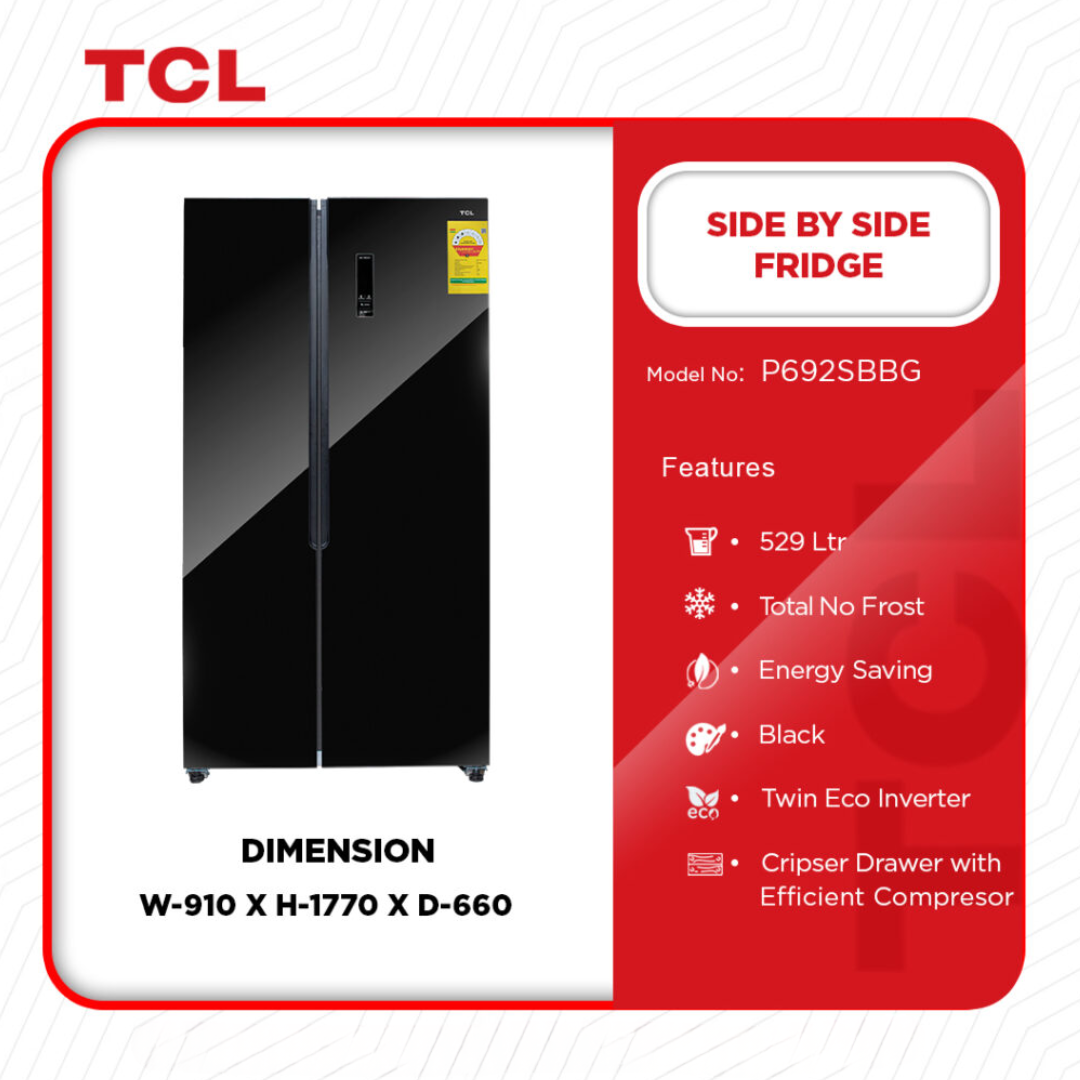 TCL 529 L Side-by-Side Refrigerator - P692SBBG - Image 2