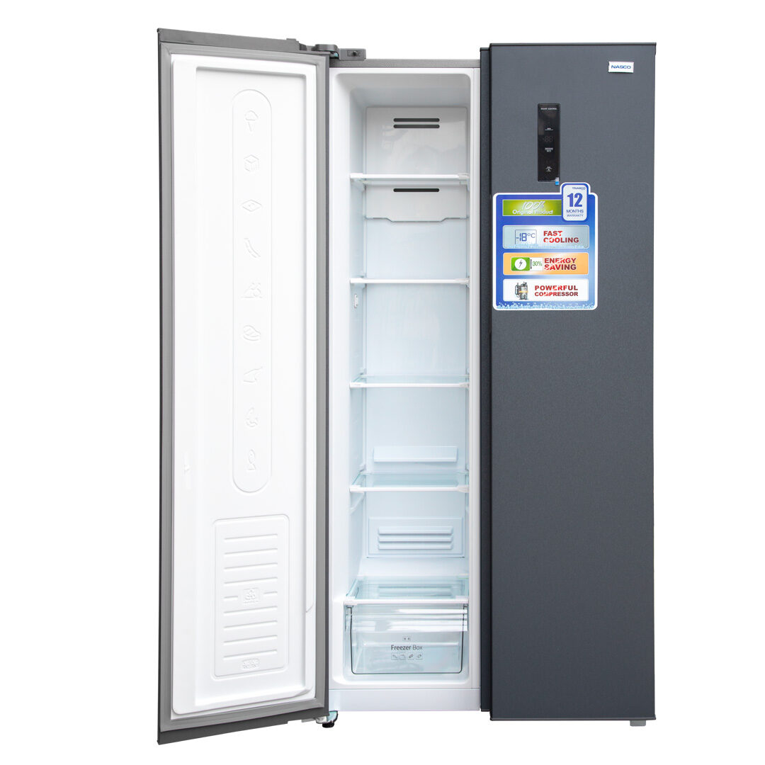 Nasco NASF2-66.1FF 400L Side-by-Side Refrigerator with Digital Panel – Grey - Image 2
