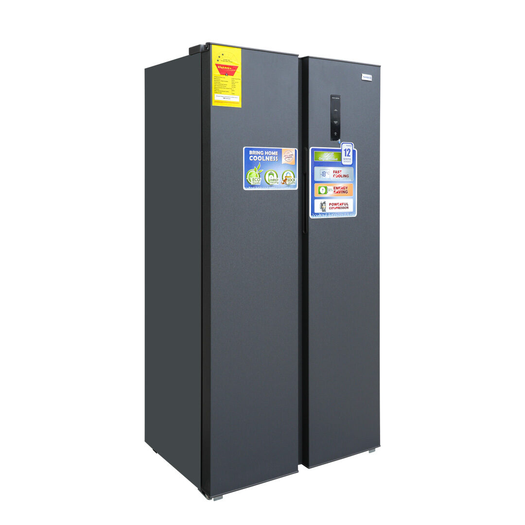 Nasco NASF2-66.1FF 400L Side-by-Side Refrigerator with Digital Panel – Grey - Image 4