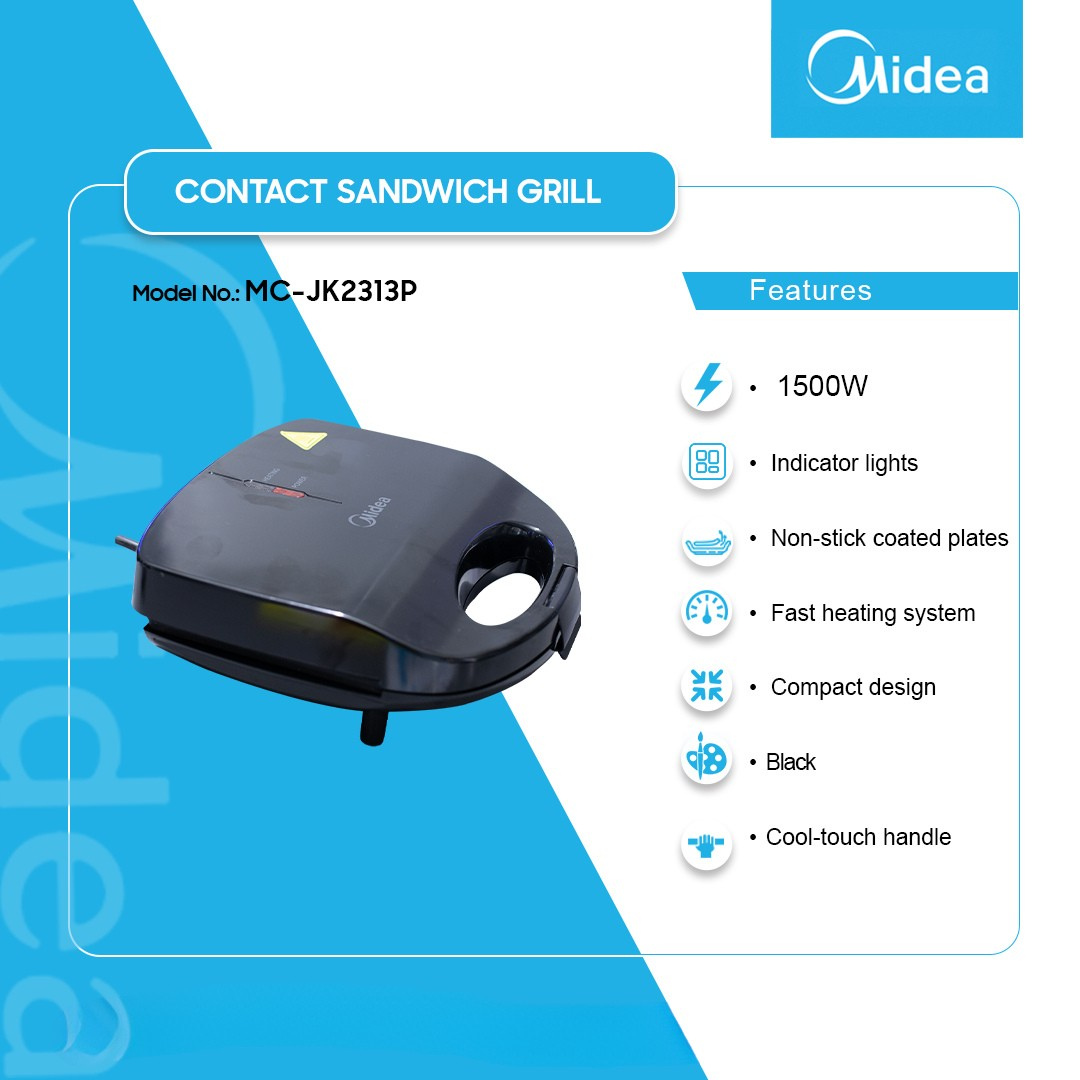 Midea 1500W Contact Sandwich Grill - MC-JK2313P - Image 6