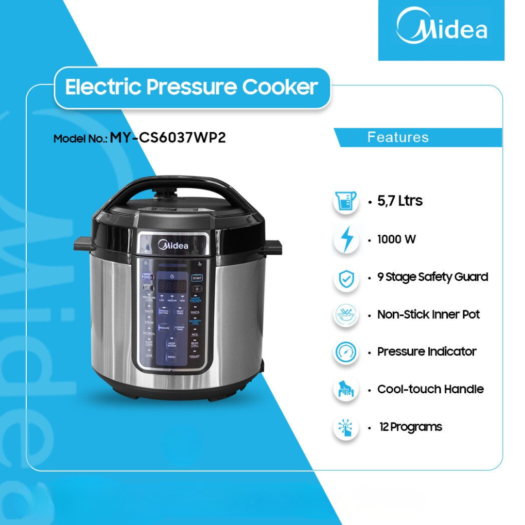 Midea 1000W Electric Pressure Cooker - MY-CS6037WP2 - Image 2