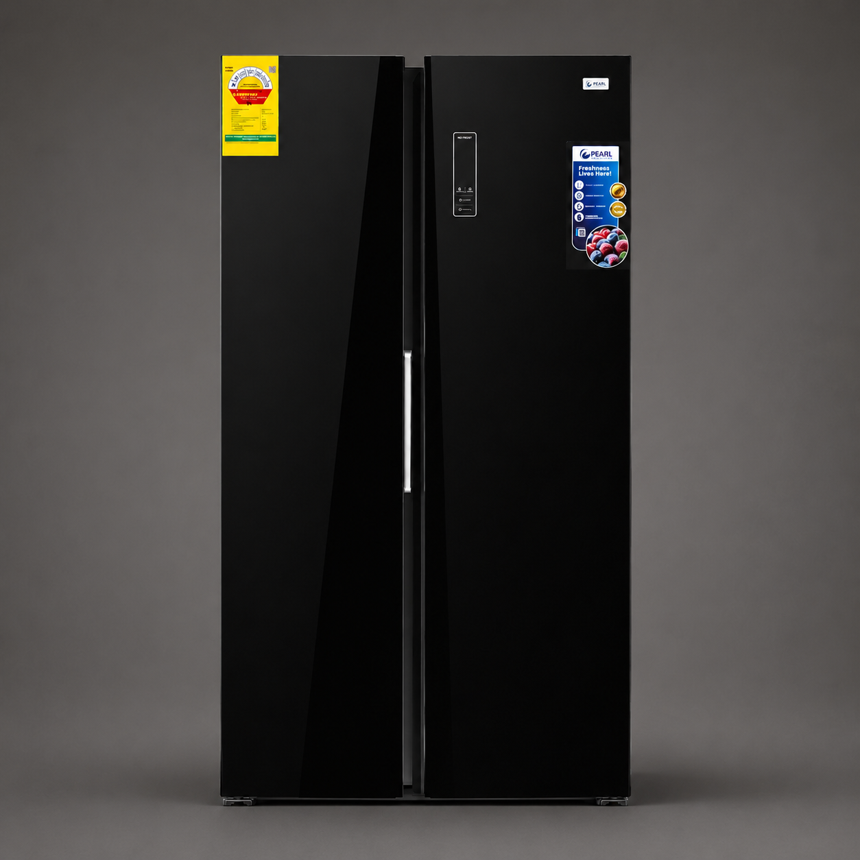 Pearl PF-640SBSBG-1A Black mirror side by side Fridge - Image 2
