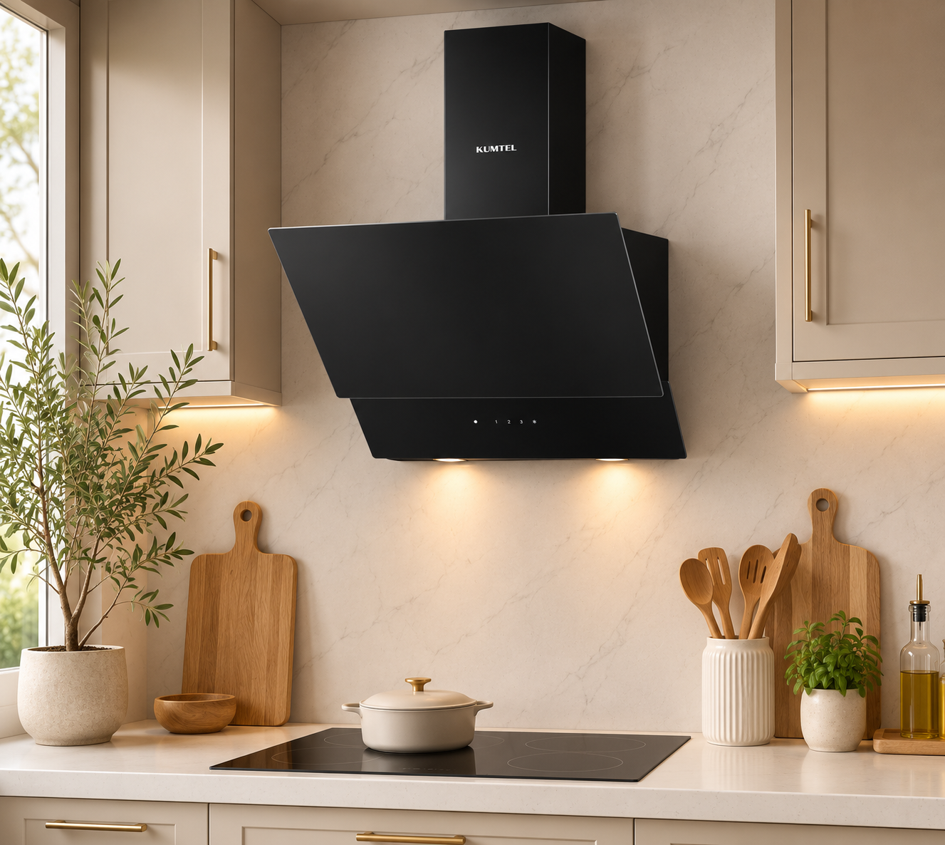 Luxell 90cm Black Glass Extractor – DA9-835 - Image 2