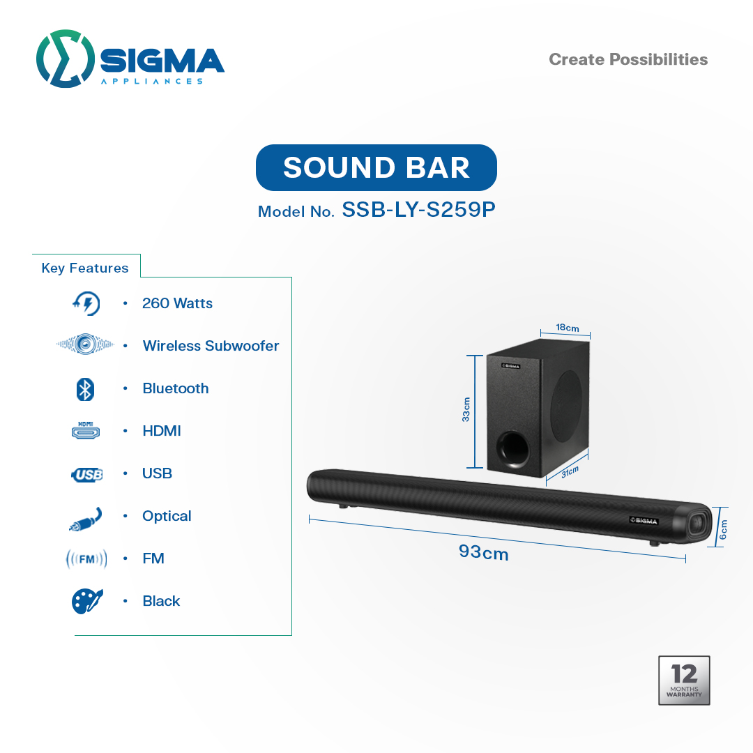 Sigma 260W SOUNDBAR Audio - SSB-LY-S259P - Image 2
