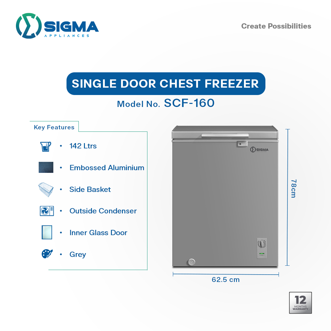 SIGMA 142 LTRS SINGLE DOOR CHEST Refrigerator - SCF-160 - Image 2