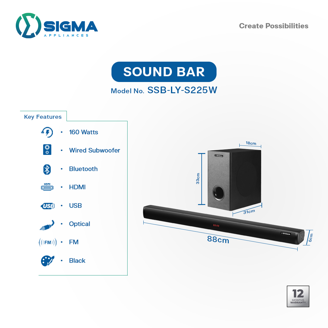 Sigma 160W SOUNDBAR Audio - SSB-LY-S225W - Image 2