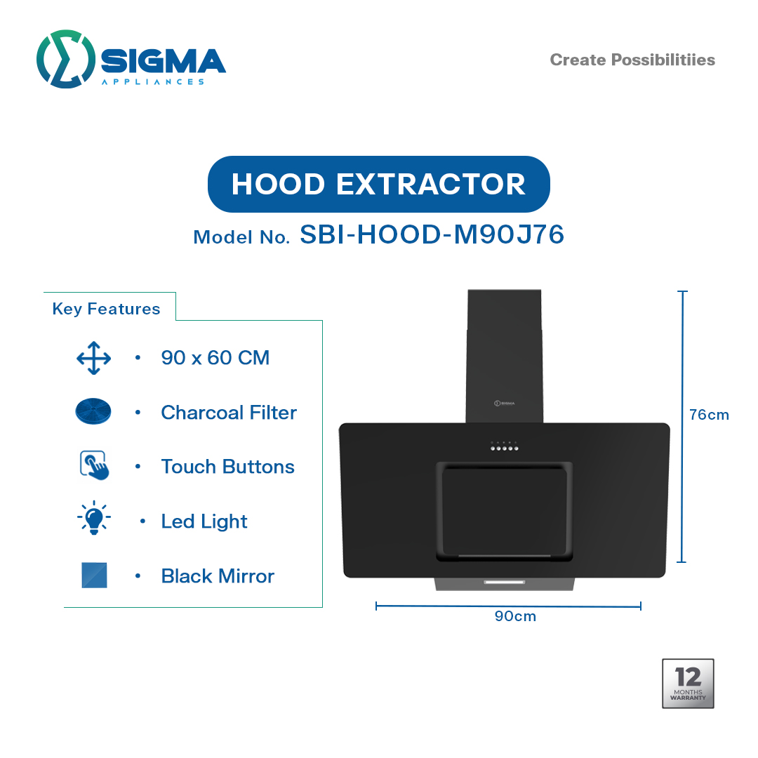 SIGMA BUILT-IN 90CM HOOD EXTRACTOR - SBI-HOOD-M90J76 - Image 2