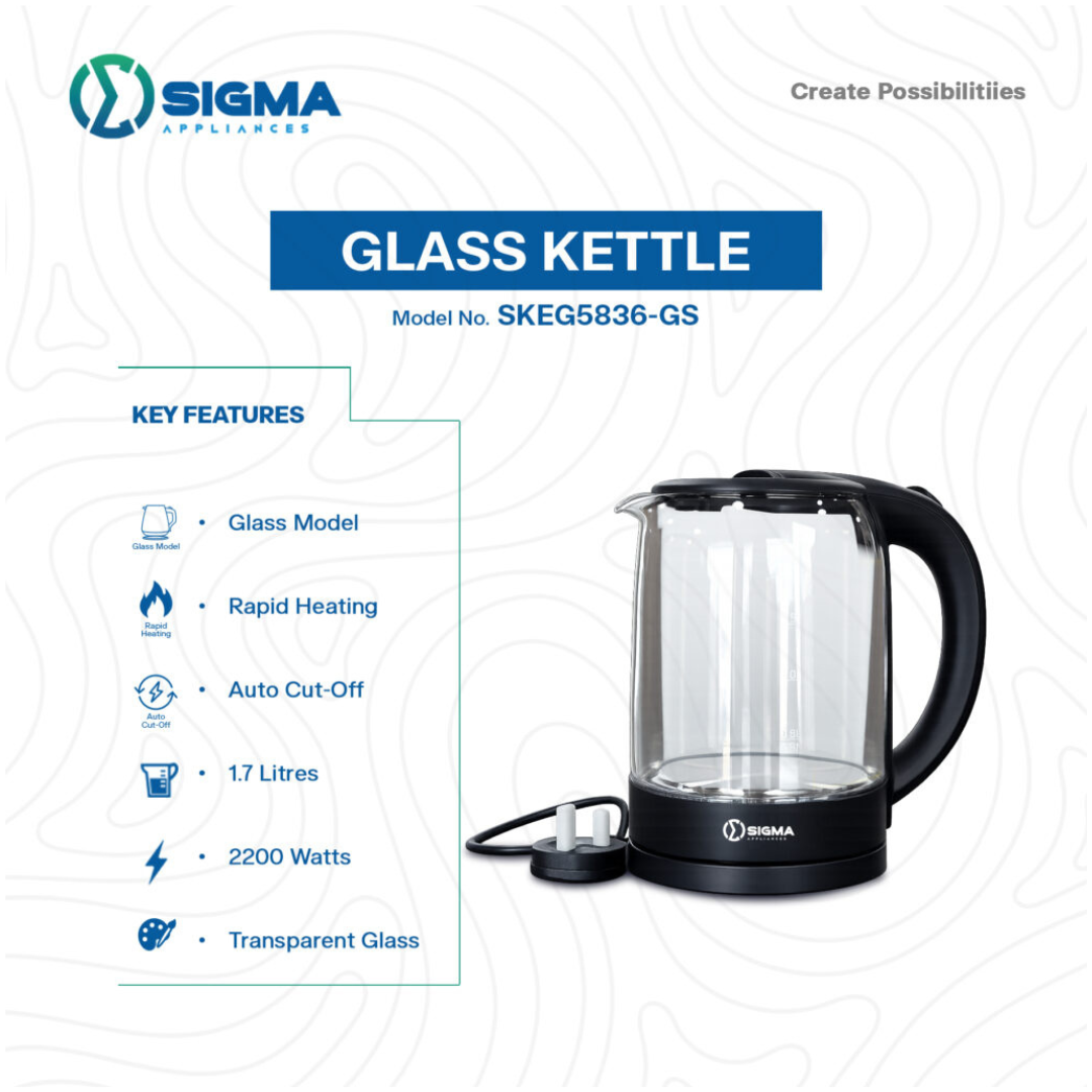 SIGMA TRANSPARENT GLASS KETTLE - SKEG5836-GS - Image 2