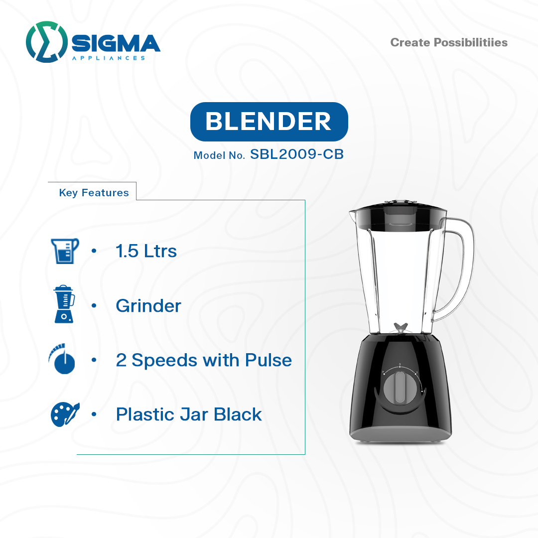 SIGMA 1.5L PLASTIC JAR BLENDER - SBL2009-CB - Image 2