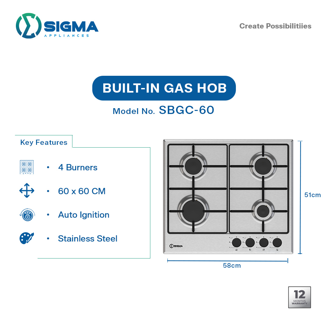 SIGMA BUILT-IN GAS HOB - SBGC-60 - Image 2