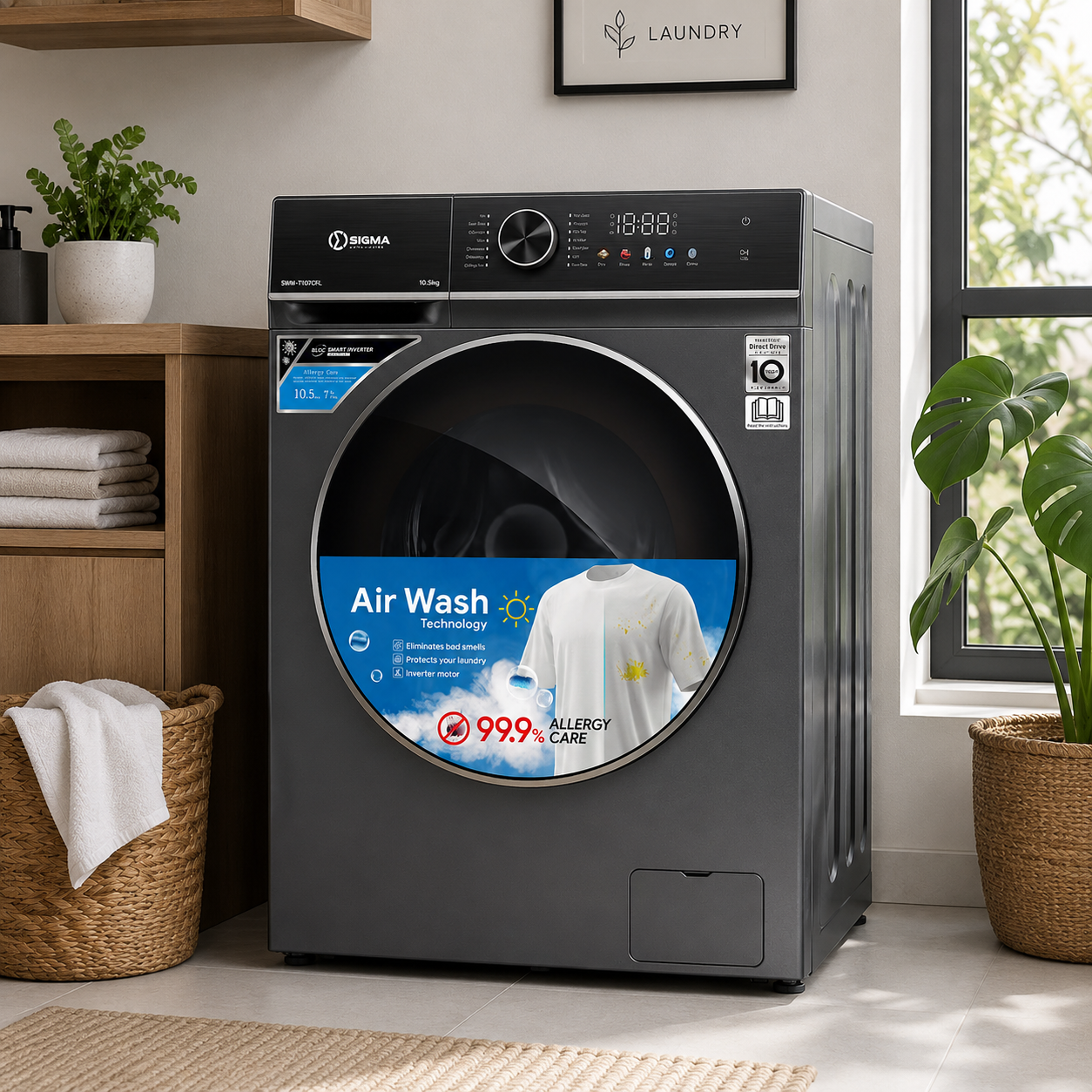 SIGMA 10.5KG WASH & 6KG DRY WASHING MACHINE - SWM-T107CFL - Image 4