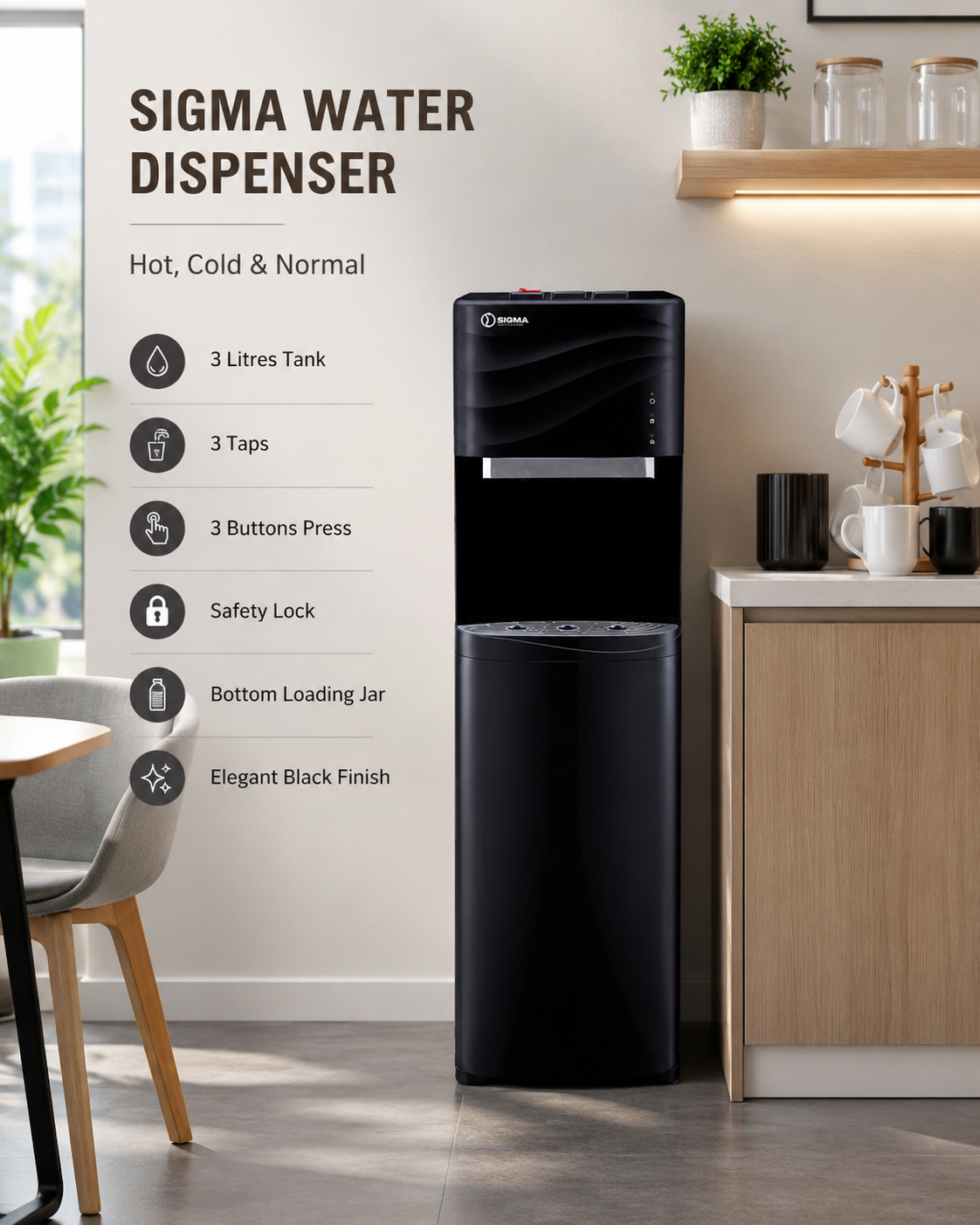 SIGMA 3 TAPS WATER DISPENSER - SWD-M1634S - Image 5