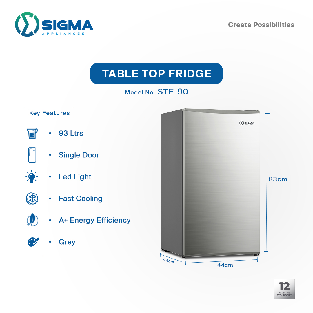 SIGMA 93 L TABLE TOP SINGLE DOOR REFRIGERATOR - STF-90 - Image 3