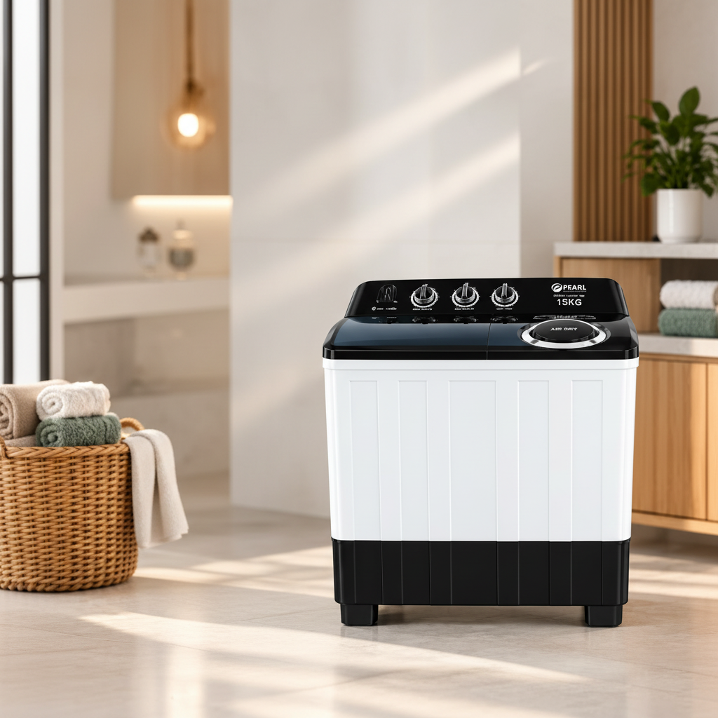Pearl 15KG Twin Top Washing Machine PWM-151TT-2B - Image 3