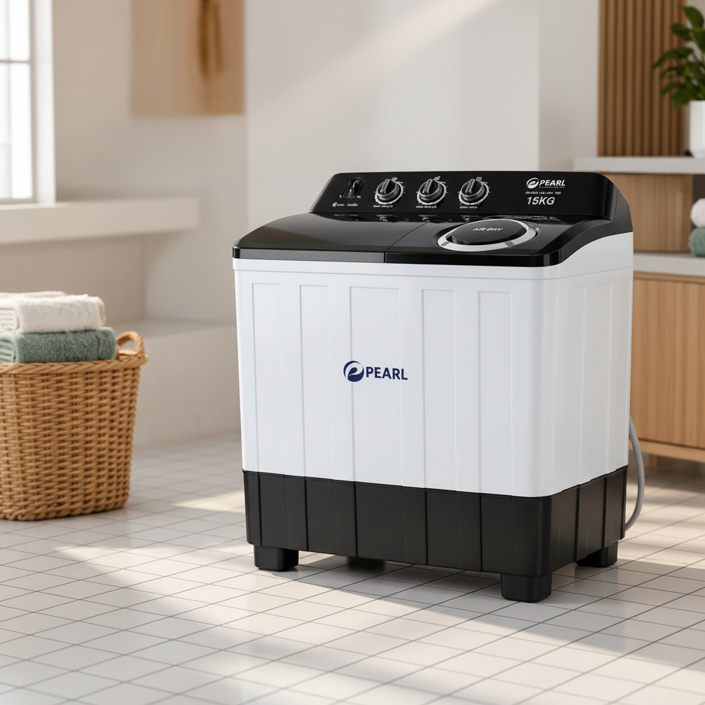 Pearl 15KG Twin Top Washing Machine PWM-151TT-2B - Image 2
